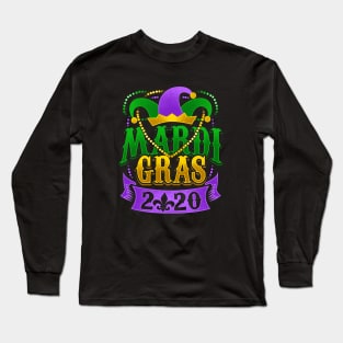 Mardi Gras 2020 Fleur de Lis Beads Souvenir Long Sleeve T-Shirt
